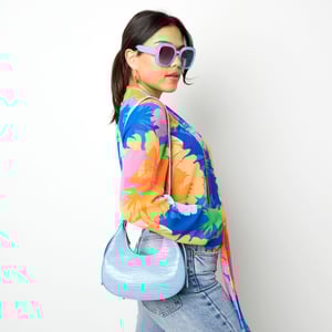 Handtasche aus Kunstleder mit Aufdruck Lila Polyurethan h5 Bild6